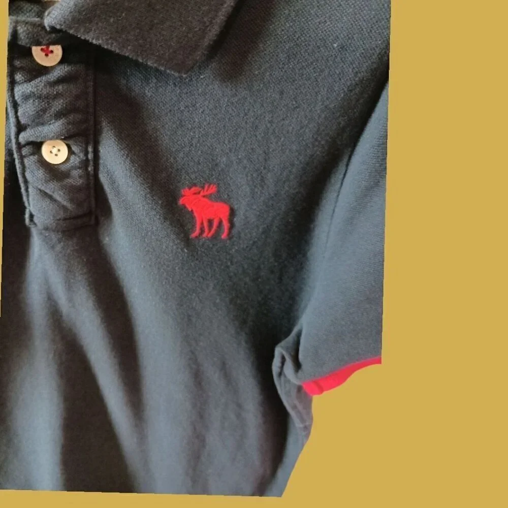 Abercrombie & Fitch Muscle Polo Shirt XL Casual Boy Navy/red  XLarge